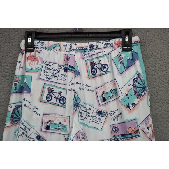 Munki Munki Pajama Set Postcards-Size Medium-Drawstring-Pockets-Capri - Picture 16 of 16